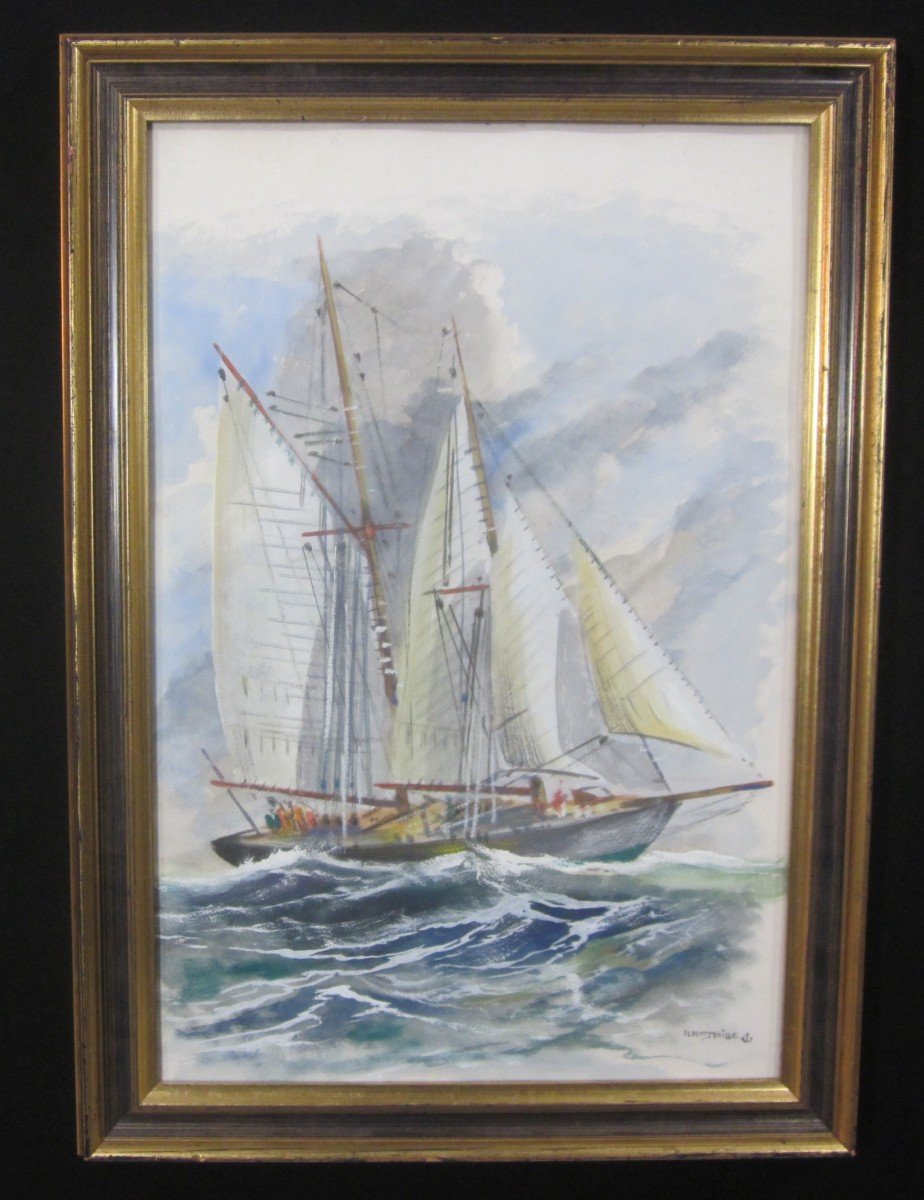 Albert Sebille (1874-1953) - Sailing Ship In Rough Seas-photo-8