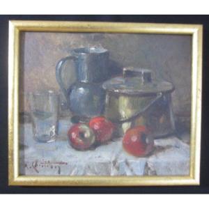 René Louis Chrétien "still Life With Apples"