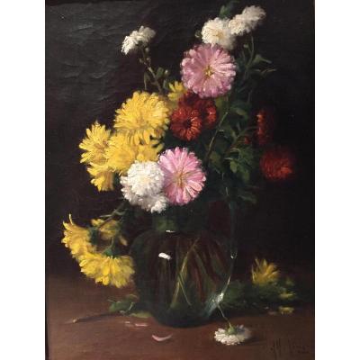 Alfred Magne (1855-1936) - Nature Morte Aux Fleurs / Peinture Française