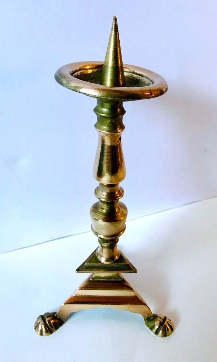 Candlestick In Bronze Resting On A Tripod Base, XIXth Time