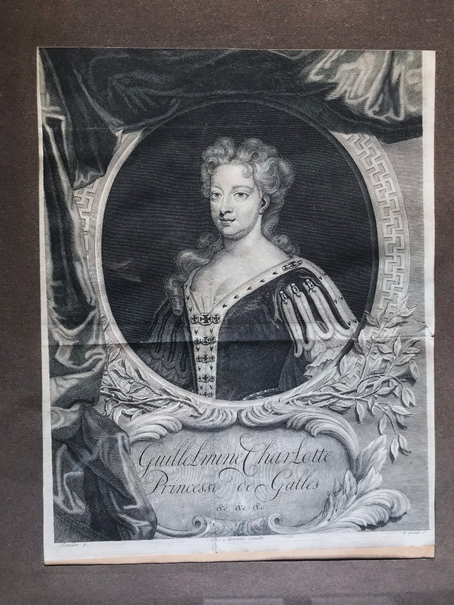 Engraving, Portrait Of The Princess Of Wales, Engraved By Gunst In 1718.-photo-2