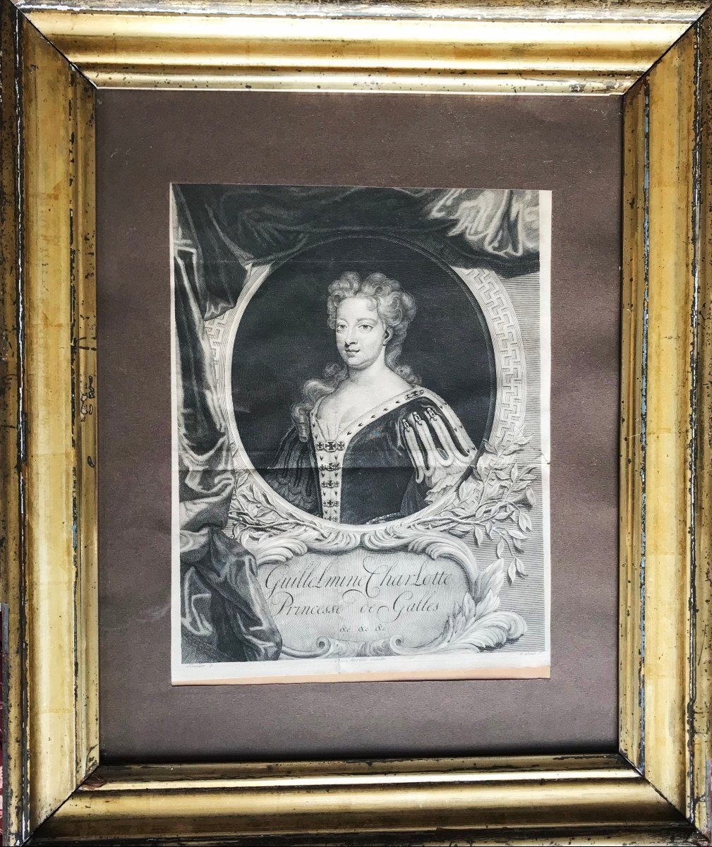 Engraving, Portrait Of The Princess Of Wales, Engraved By Gunst In 1718.