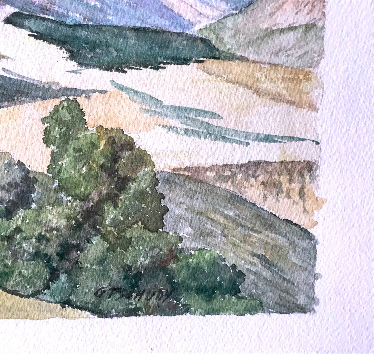 Tableau, Paysage De Montagne, Aquarelle Signée De G. Tschudy-photo-3