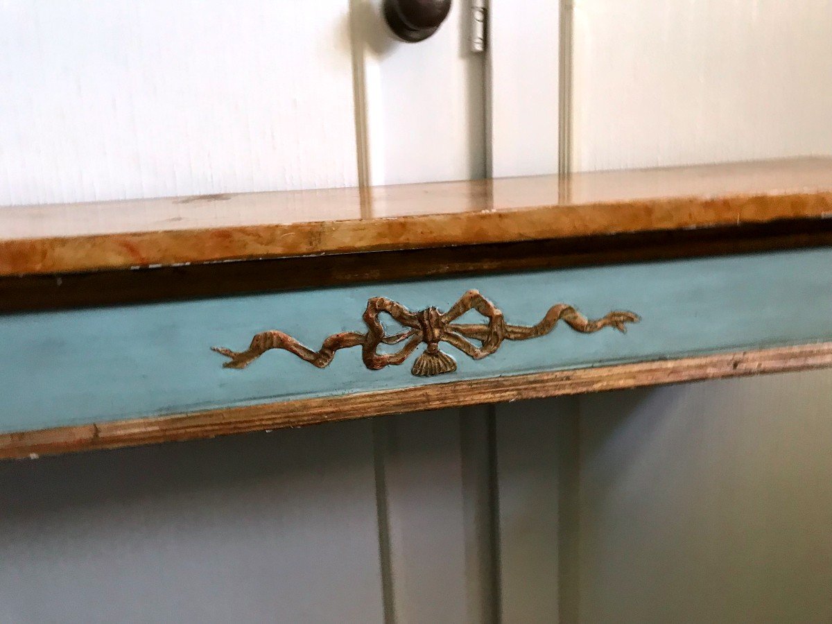 Wooden Console With Blue And Gold Patina, 19th Century-photo-2