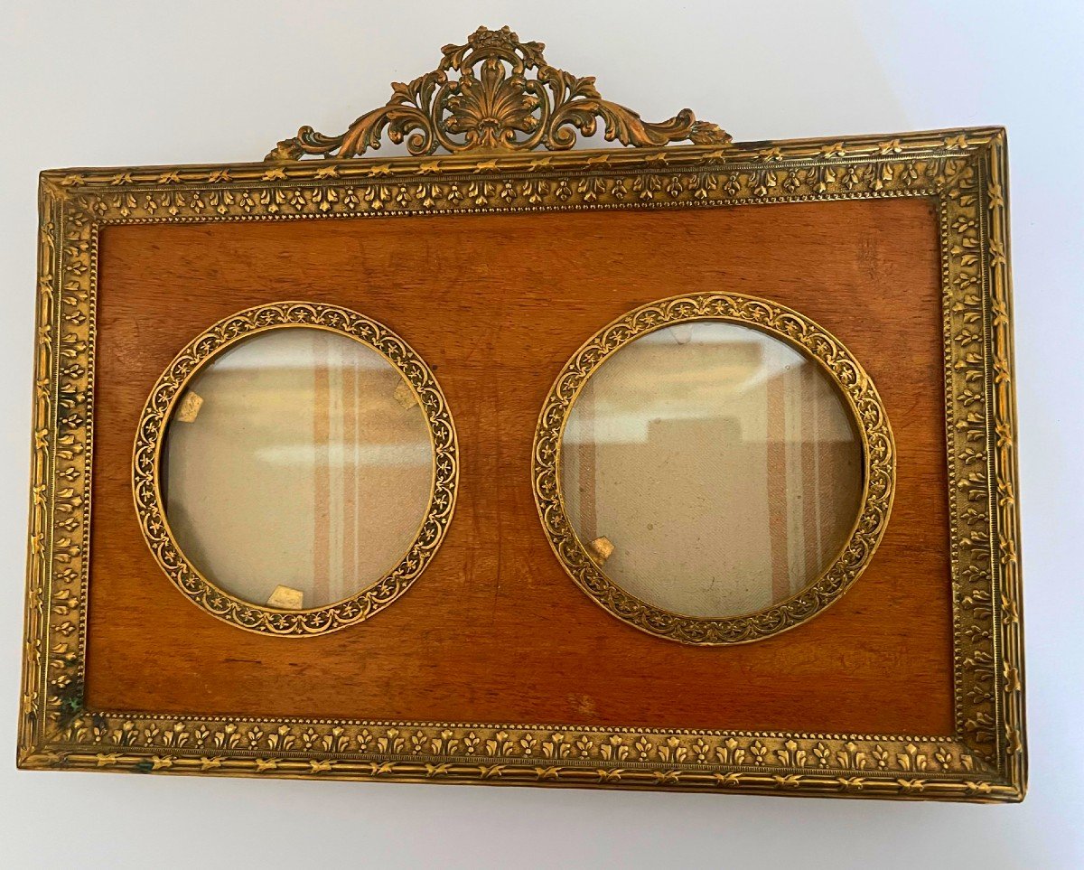 Photo Frame In Brass And Mahogany, Napoleon III Period, Louis XVI Style