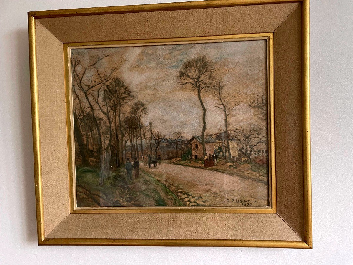 Estampe Ancienne "la Route De Louvecienne" Par C. Pissaro, édition De Spitzer