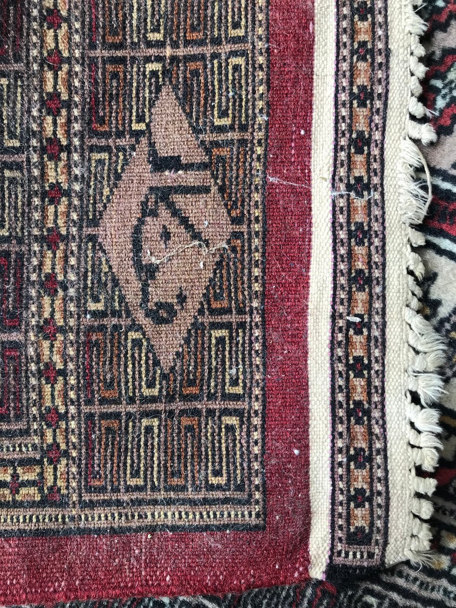 Antique Wool And Silk Rug, Signed-photo-4