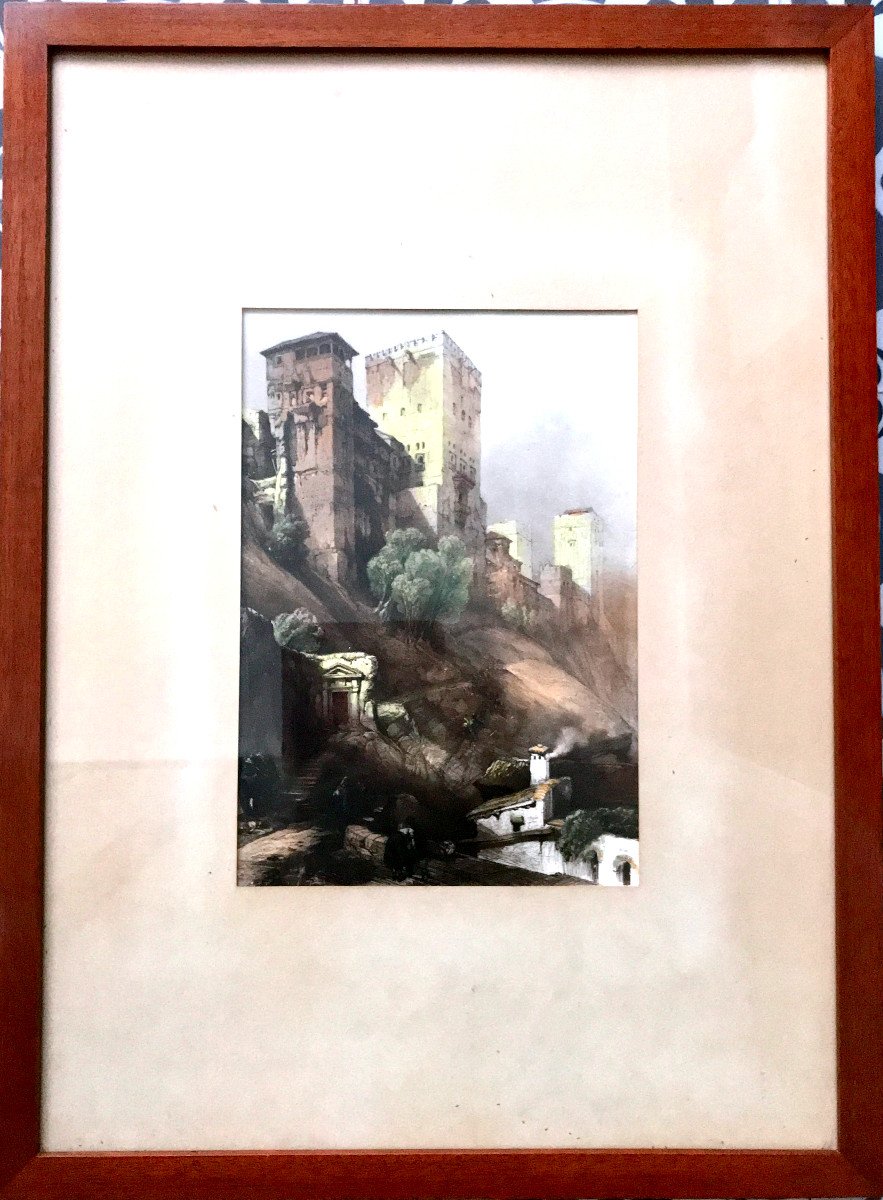 Tableau, Vue Sur Un Château En Italie, Début XIX ème, Aquarelle