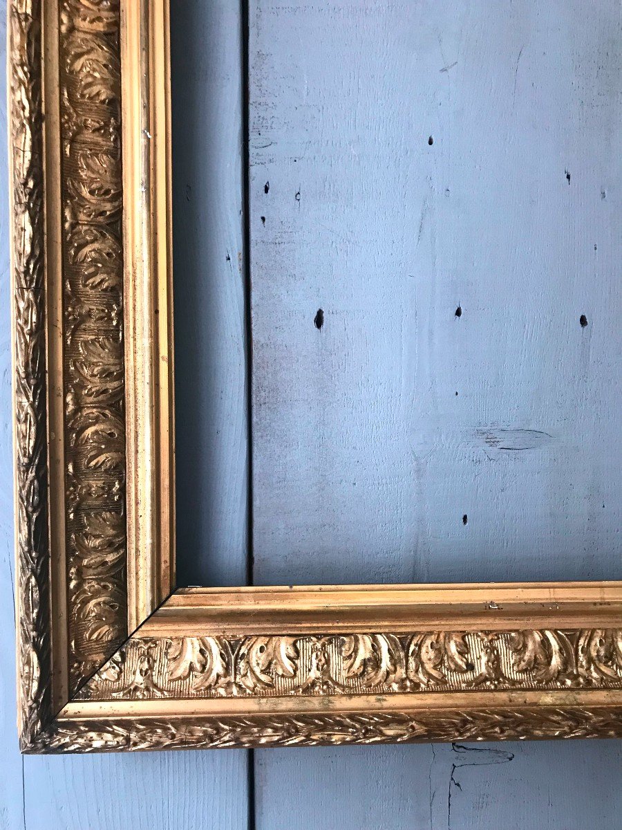 Wooden And Gilded Stucco Frame, 19th Century-photo-3