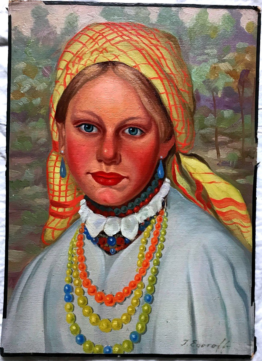 Proantic: Painting, Portrait Of A Young Russian Woman From The Country
