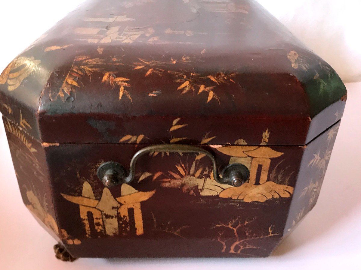 Box Stamped By A. Giroux Paris, Lacquer With Chinese Patterns, XIX-photo-4