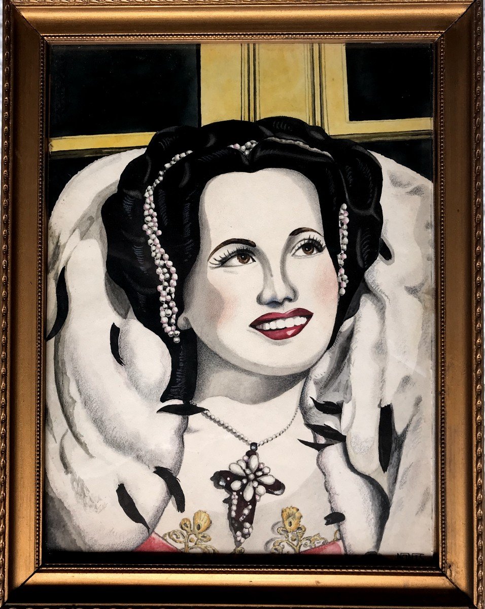 Tableau, Portrait De Merle Obéron, Actrice, Signée Et Datée De 1948