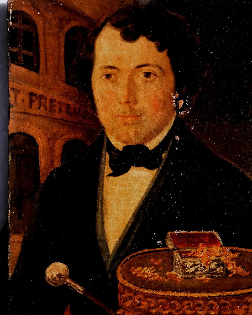 Painting, Portrait Of A Lender In The XIXth Century, Oil On Canvas Around 1840