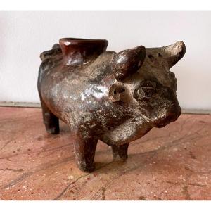 Ox, Terracotta Sculpture With Patina, Mexico ????