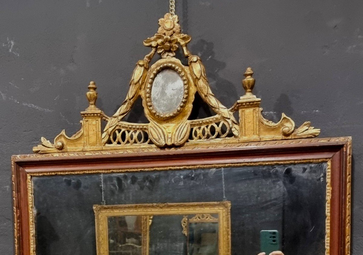 18th Century Mirror Frame In Louis XVI Style With Golden Crest From Venice-photo-2