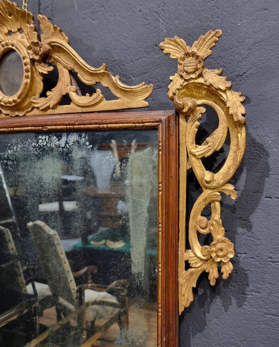 18th Century Mirror Frame In Louis XVI Style With Golden Crest From Venice-photo-3