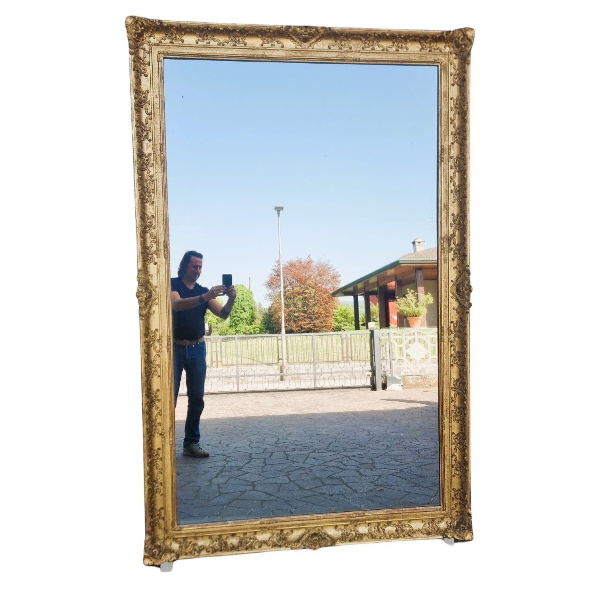 Large Gilded Mirror From The 1800s: A Treasure From A Castle-photo-4