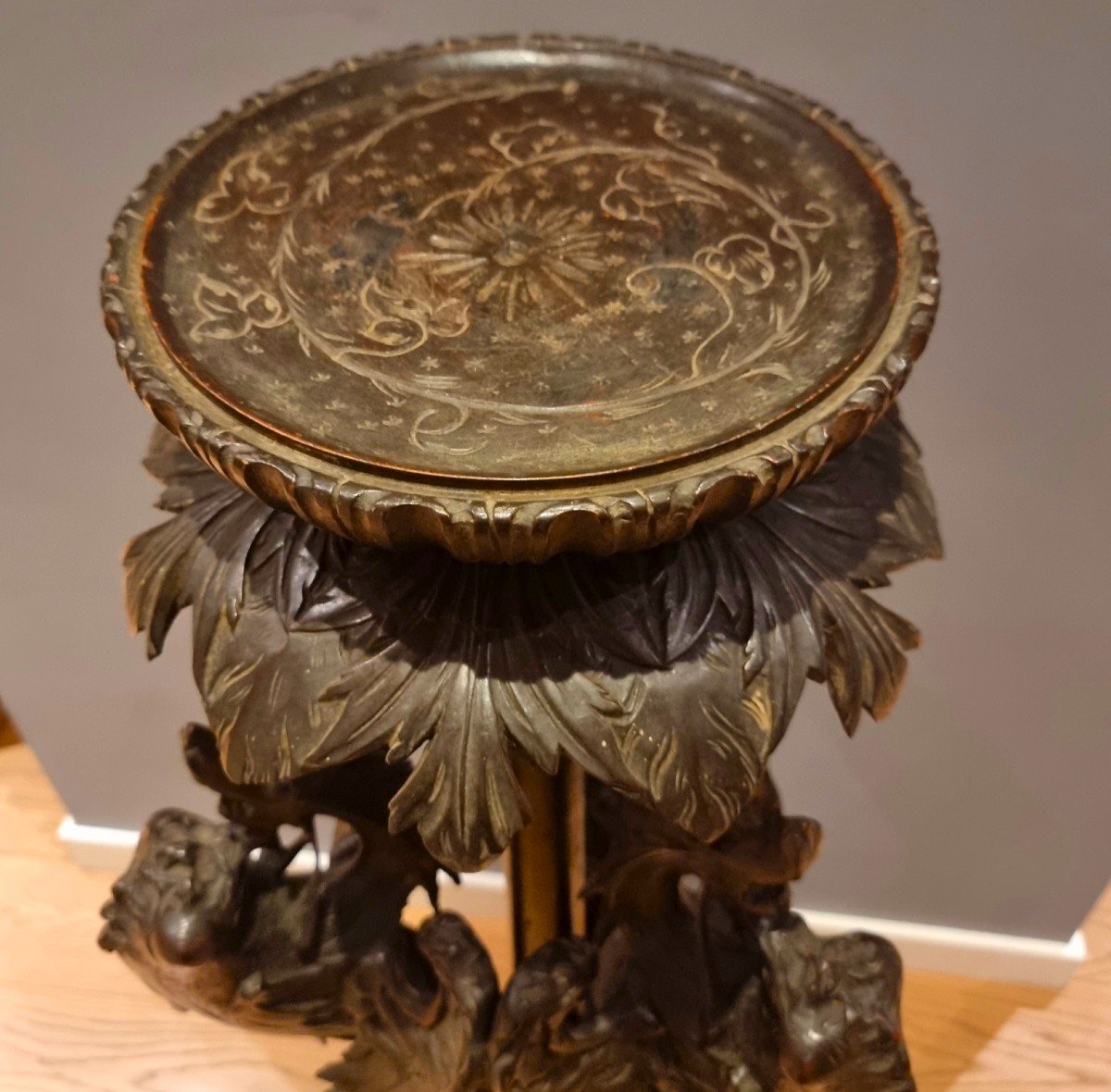 Side Table In Ebonized Wood With Dragons: A Treasure From The 19th Century-photo-4