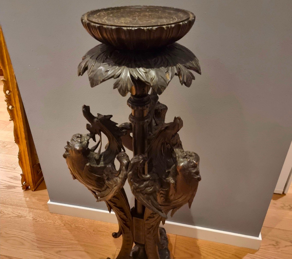 Side Table In Ebonized Wood With Dragons: A Treasure From The 19th Century-photo-5