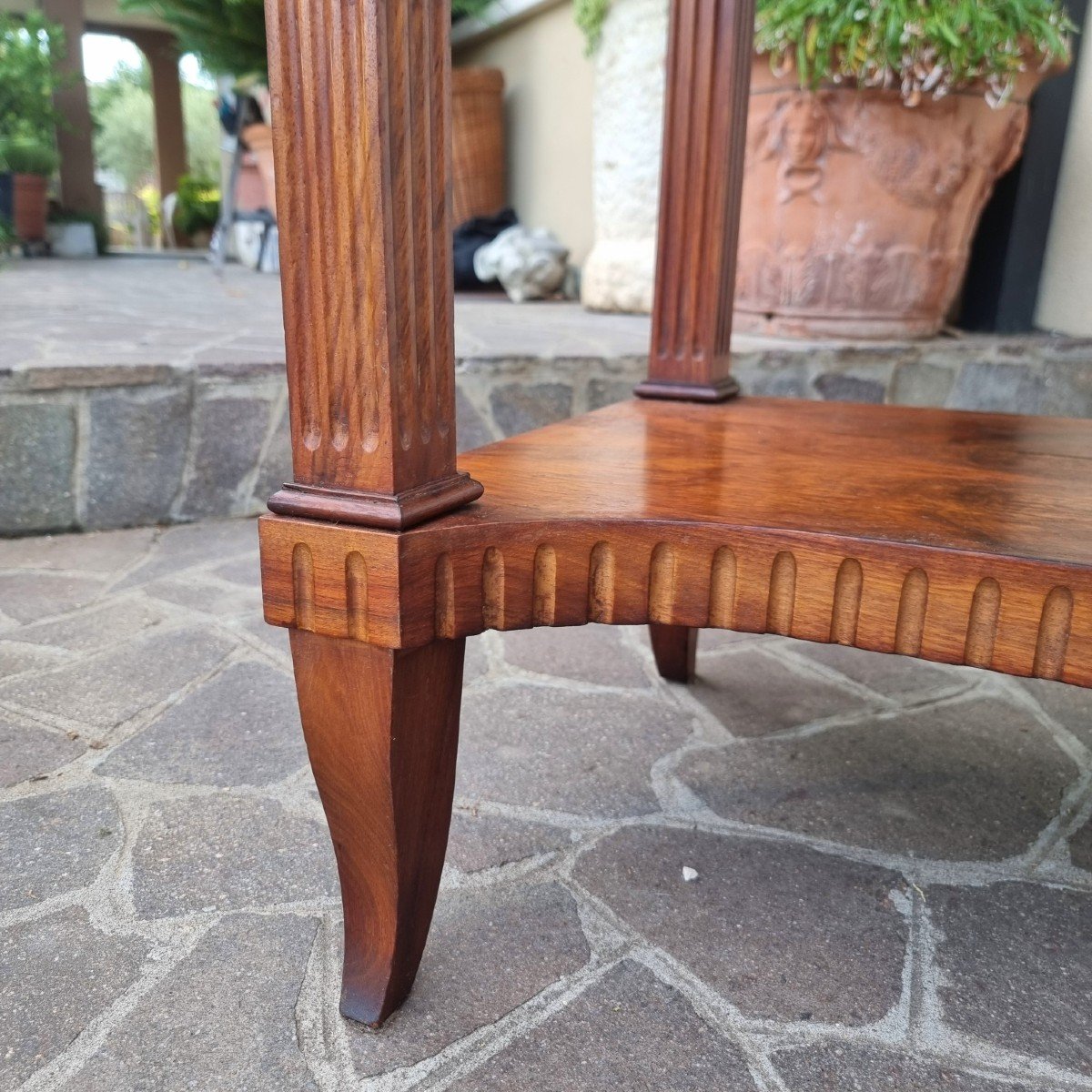 Two Walnut Side Tables In Directoire Style From The '50s-photo-3