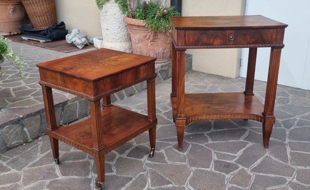 Two Walnut Side Tables In Directoire Style From The '50s-photo-7