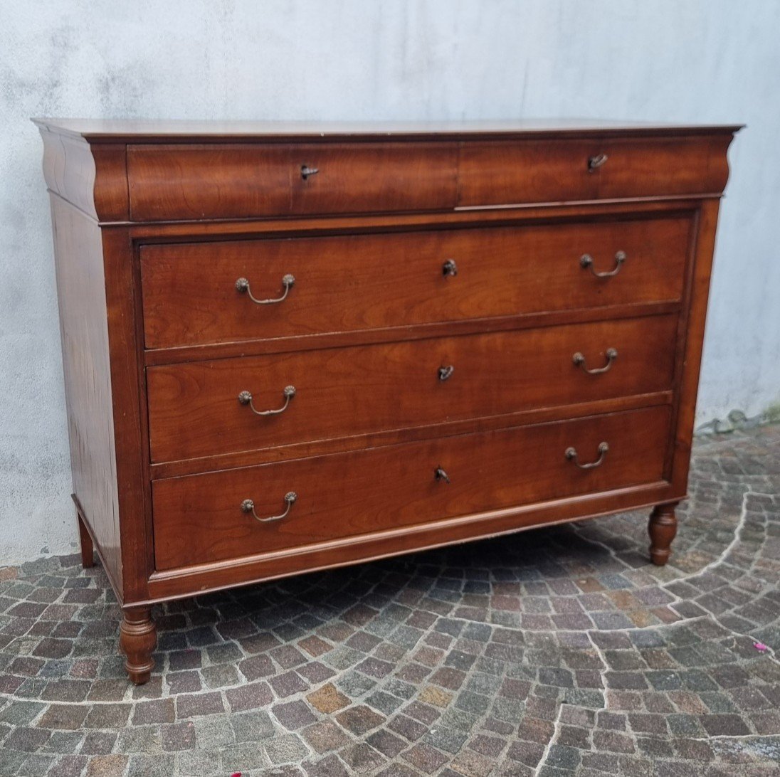 19th Century Cherrywood Chest Of Drawers: Elegance And History In One Piece-photo-3