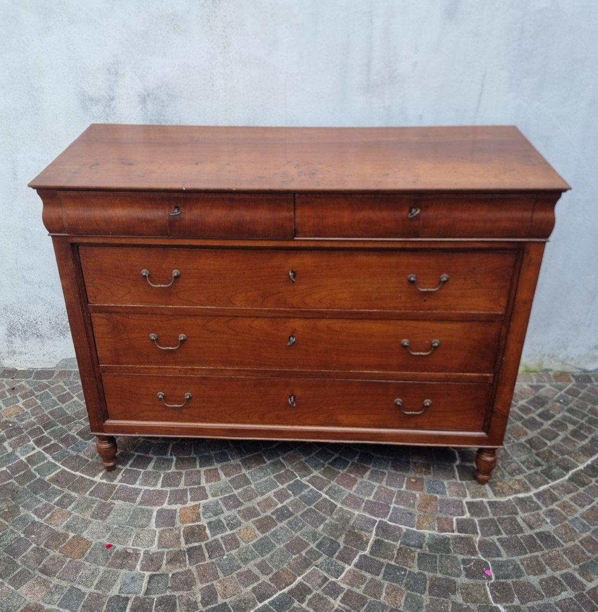 19th Century Cherrywood Chest Of Drawers: Elegance And History In One Piece-photo-4