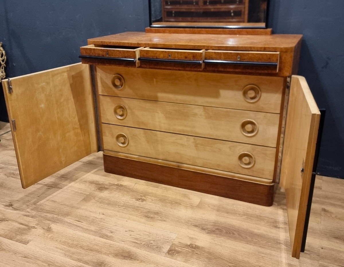 Original Art Deco Chest Of Drawers From The 1930s In Birch And Maple: Timeless Elegance-photo-2