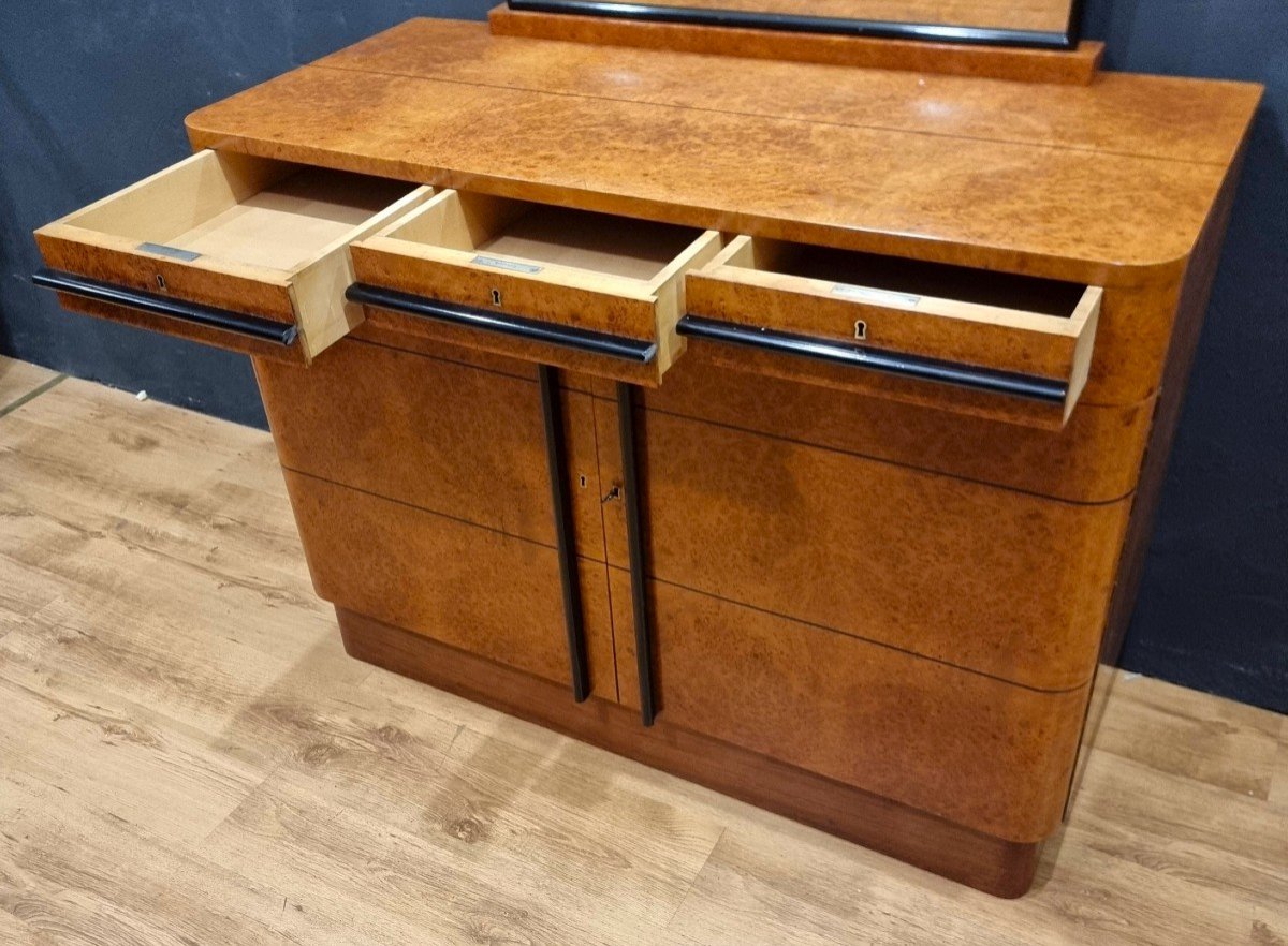 Original Art Deco Chest Of Drawers From The 1930s In Birch And Maple: Timeless Elegance-photo-4