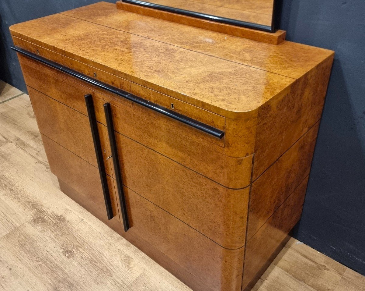 Original Art Deco Chest Of Drawers From The 1930s In Birch And Maple: Timeless Elegance-photo-2