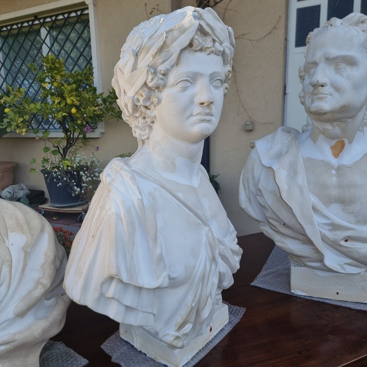 4 Plaster Busts From 1900: A Treasure Of Art And History-photo-3