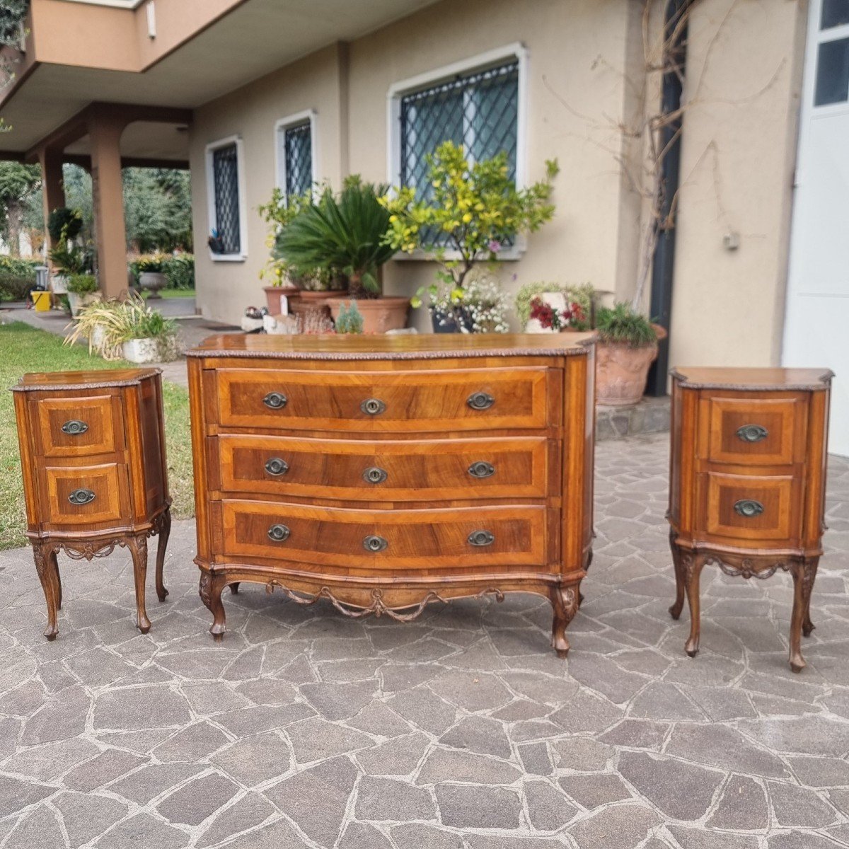 Venetian Walnut Triptych From The 19th Century-photo-2