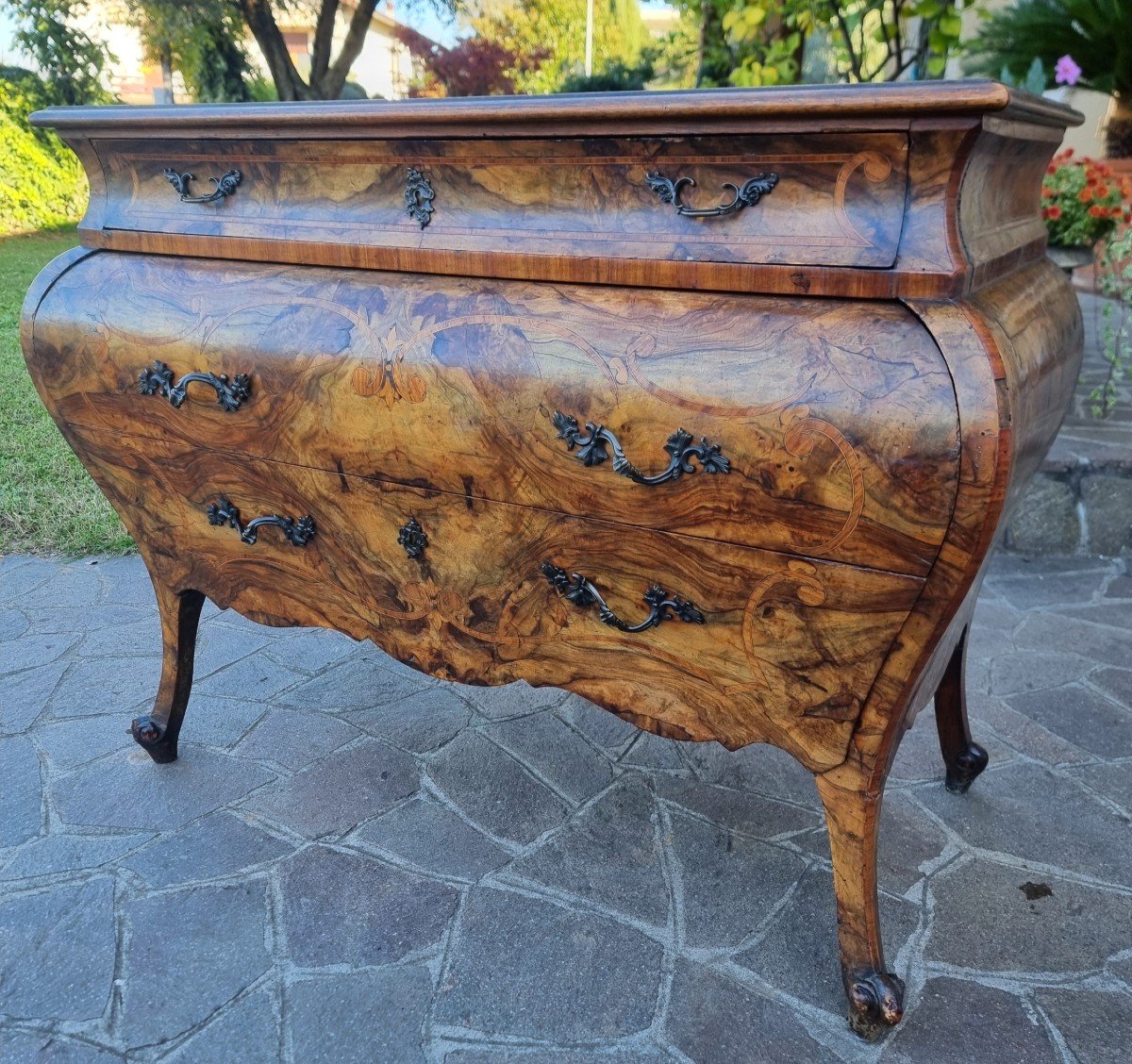 Lombard Chest Of Drawers Late 1800s In Louis XV Style-photo-2