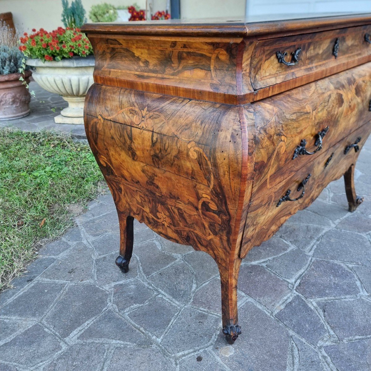 Lombard Chest Of Drawers Late 1800s In Louis XV Style-photo-5