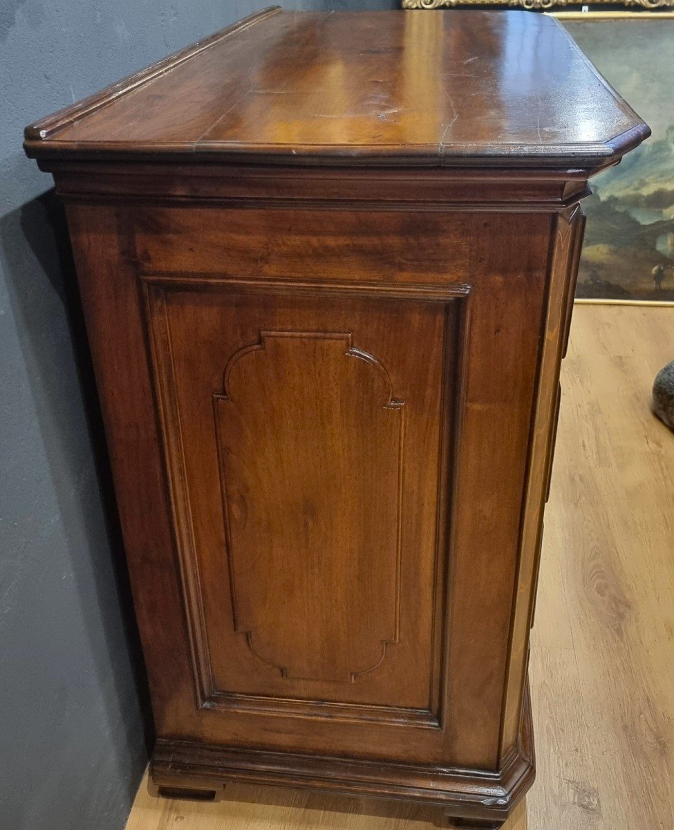 Commode Lombarde Du XVIIe Siècle En Noyer Avec Incrustations En Caroubier -photo-7