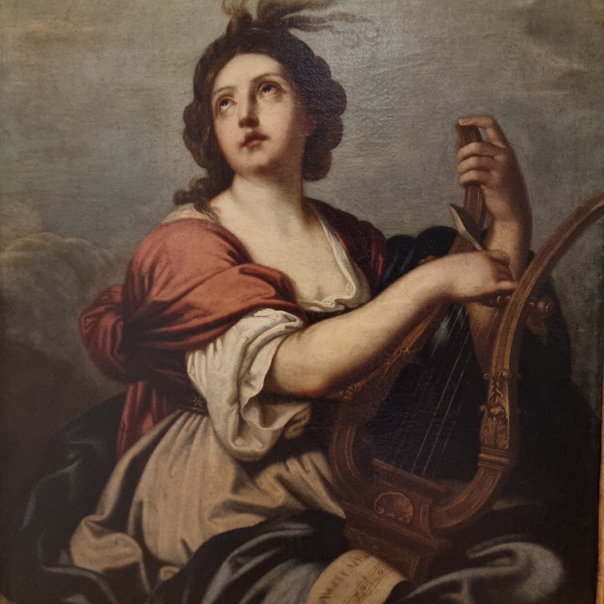 17th-century Oil On Canvas – Allegory Of Music By Simone Cantarini (1612-1648)-photo-3