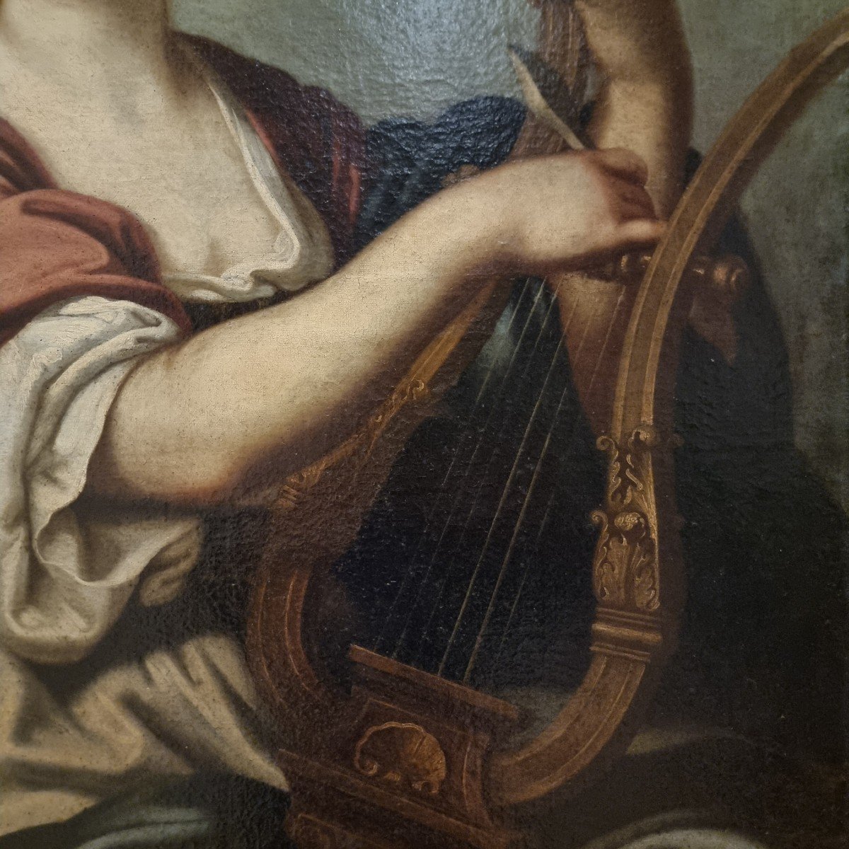 17th-century Oil On Canvas – Allegory Of Music By Simone Cantarini (1612-1648)-photo-1