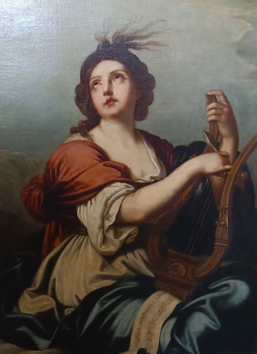 17th-century Oil On Canvas – Allegory Of Music By Simone Cantarini (1612-1648)-photo-4