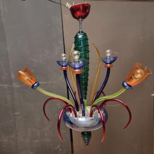 Colored Murano Glass Chandelier By Toso From The 80s: An Icon Of Style