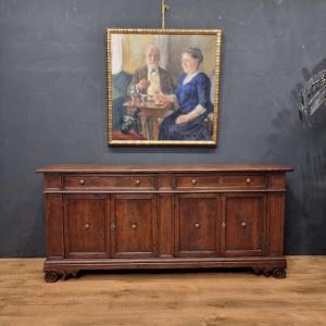 Refined Bolognese Credenza From Late 18th Century In Fir With 4 Doors: A Masterpiece Of Art And