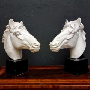 Pair Of Metal Horses From The 1900
