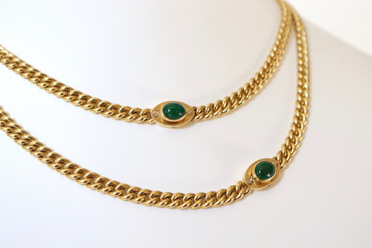 Fred Long Necklace In 18 Kt Yellow Gold And Chrysoprases-photo-1