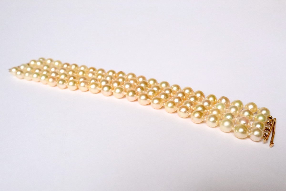 Bracelet 4 Rows Of Pearls And 18 Kt Yellow Gold 1960's-photo-1