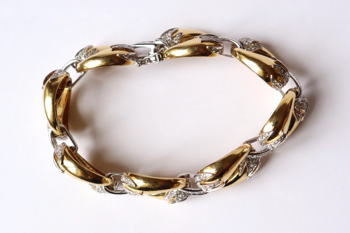 Bracelet ancien En Or 18 Carats Et Diamants années 60 bijou ancien-photo-2