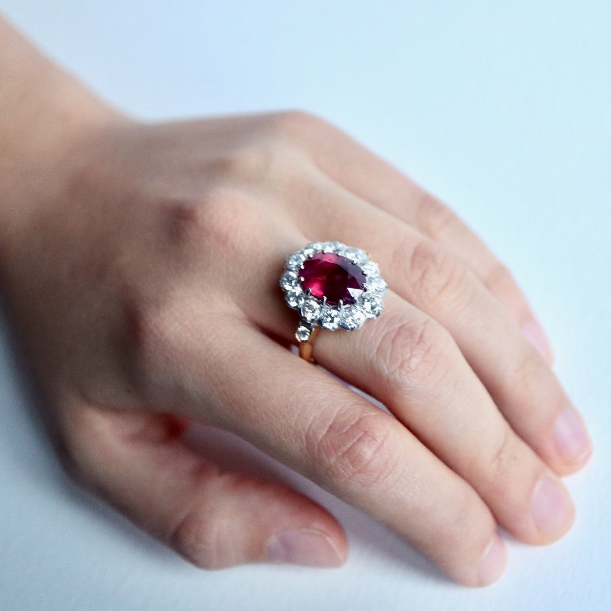 Bague Pompadour Rubis 5,12 carats et diamants-photo-3