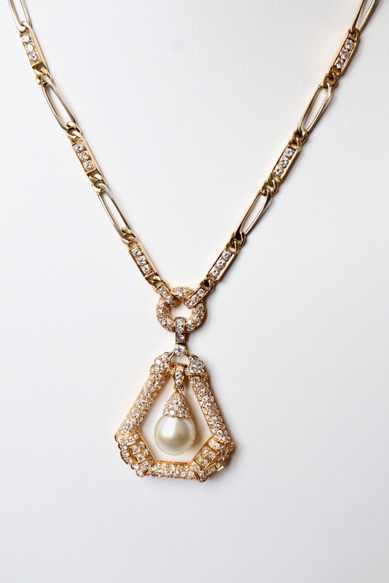 Necklace With Yellow Gold And Diamond Pendant-photo-1