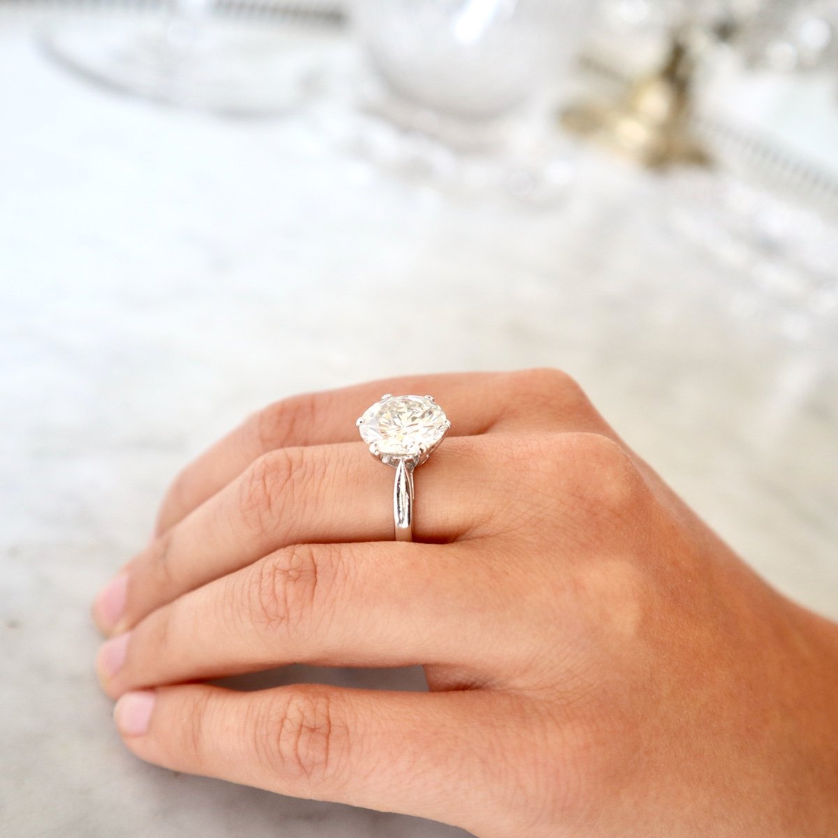 Bague Solitaire 5,23 carats or blanc