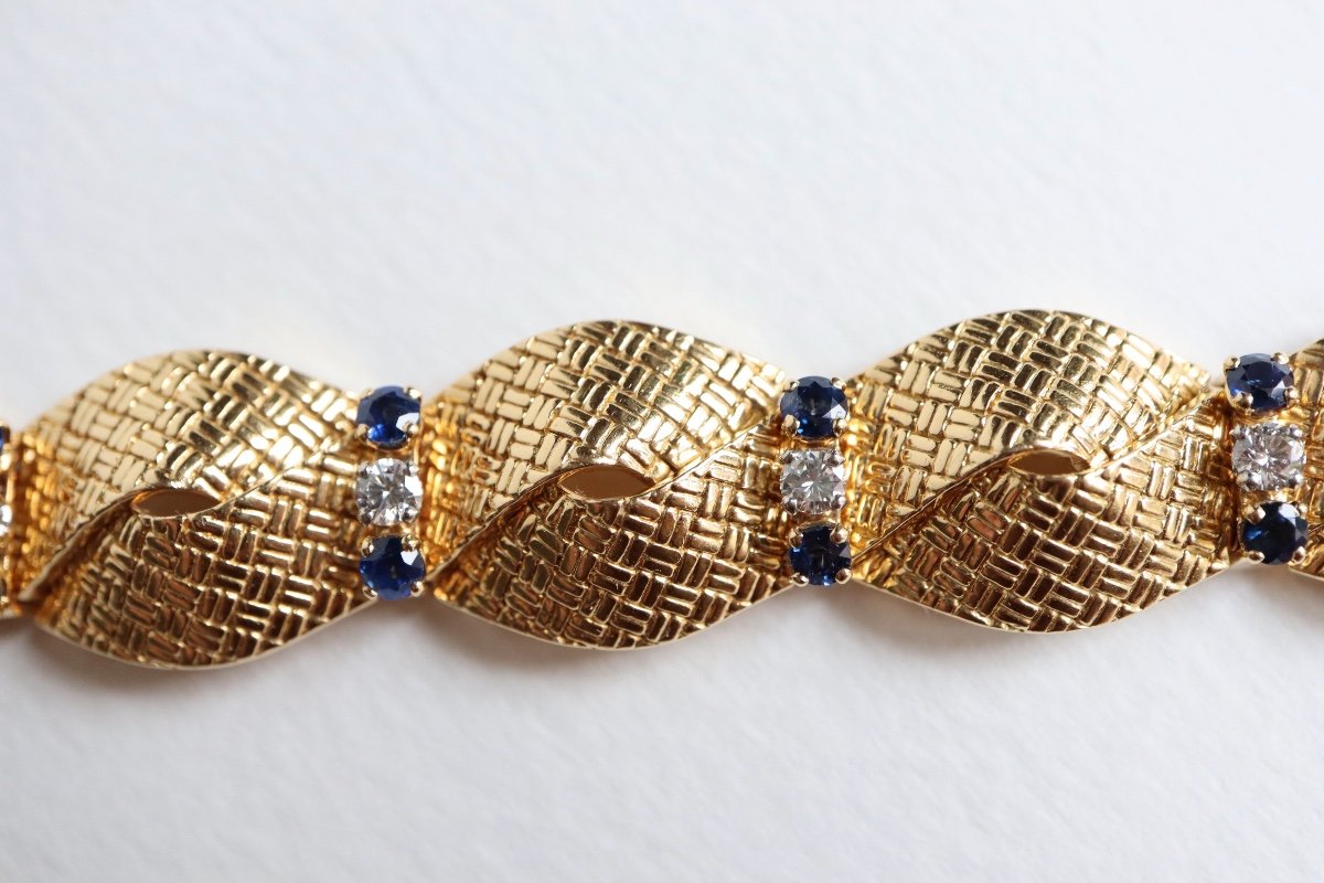 Boucheron Bracelet Ancien 1960 Or Et Saphirs-photo-2