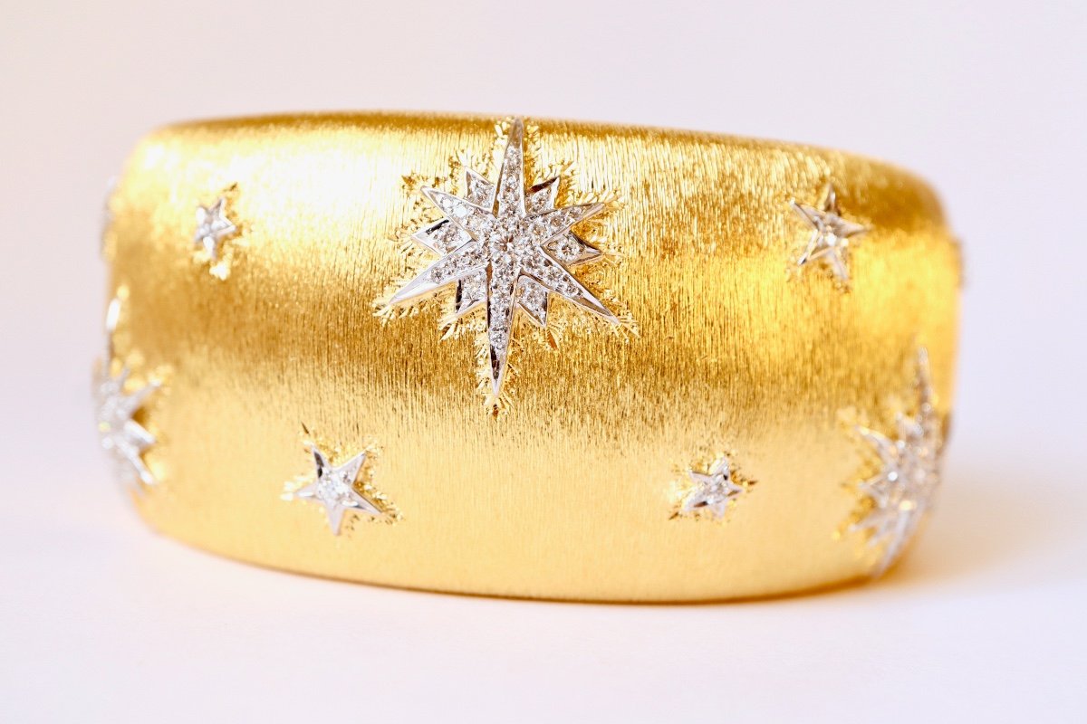 Gold And Diamond Cuff Bracelet