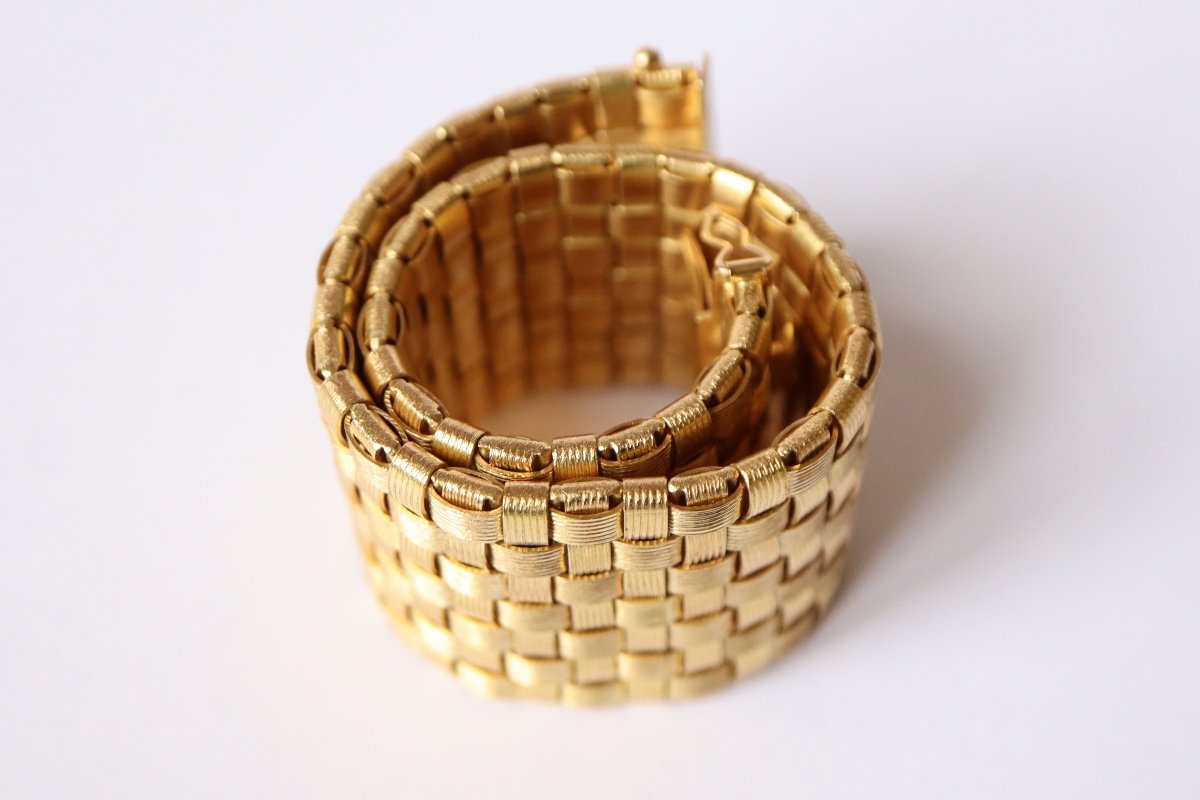 18k Gold Braided Cuff Bracelet-photo-4